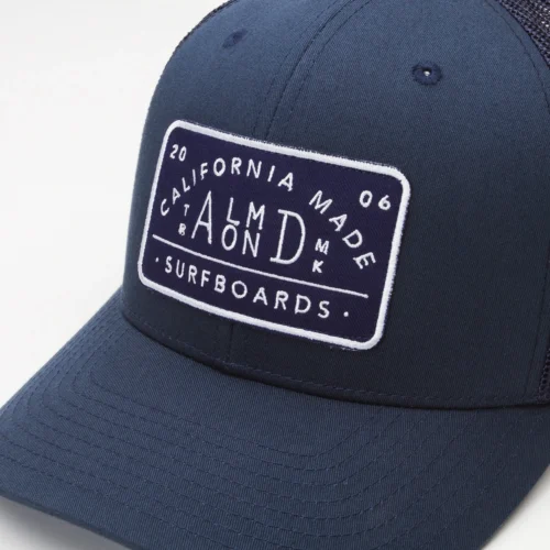 Navy Almond Trucker Hat -Surf Drift Shop Almond trucker patch hat detail 1
