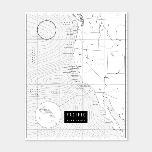 Pacific Surf Spots | Poster (B/W)